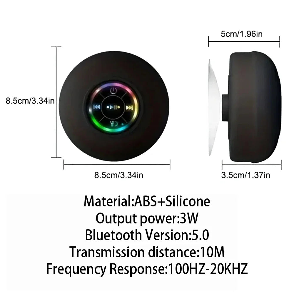 Waterproof Bluetooth Shower Speaker with LED Light