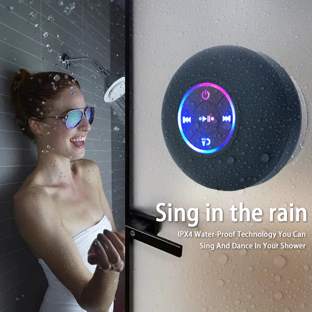Waterproof Bluetooth Shower Speaker with LED Light